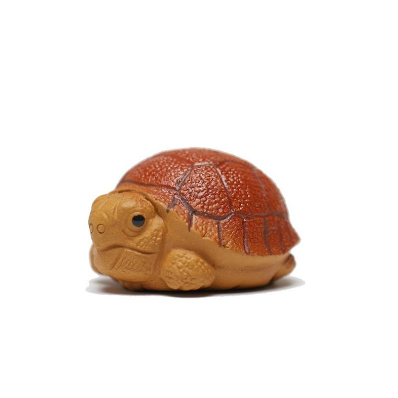 

Handmade Yixing Purple Clay Turtle Tea Pet Nurturable Symbol of Wealth for Gongfu Tea Ceremony Home Desk Decor Collectible Gift