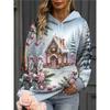 Womens Oversized Hooded Sweatshirt With 3D Print Soft Cotton Blend Long Sleeve Pullover Casual Wear