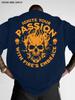 Fiery Skull Graphic Tee with Ignite Your Passion Quote In Bold Orange Print 100 Cotton Unisexs Tshirt Summer Urban Streetwear