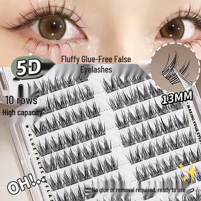 JONBOS Jiaobosi Glue-Free 5D Mink Eyelashes - Natural Baby Curl Trilogy, Large Capacity