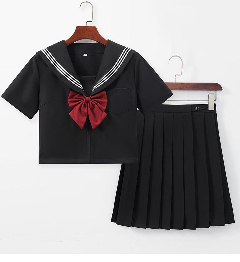 Black Three-Piece JK Uniform Skirt Set: Long-Sleeved Japanese Style Sweet Academy Outfit