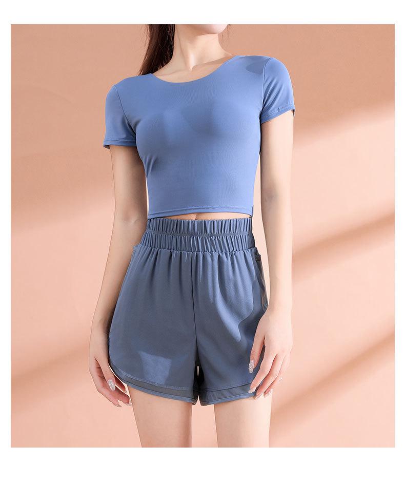 Damski Zestaw do Porannego Biegania i Jogi Szybkoschnący - Lekkie Szorty i Top z Krótkim Rękawem