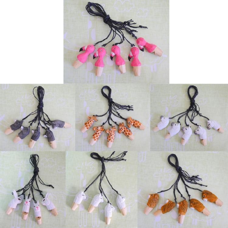 Outdoor Family Entertainment Wood Carved Whistle Necklace for Children Choker