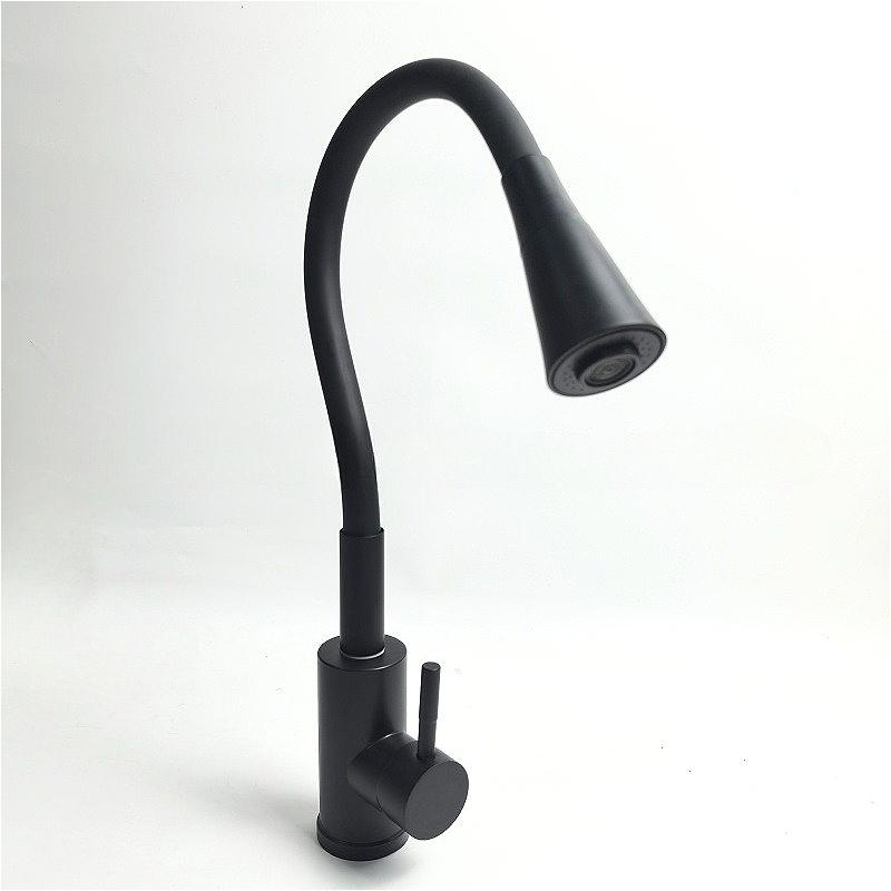 Flexible Pipe Hot and Cold Mixing Tap Universal Rotation Kitchen Faucets Deck Mounted Matte Black Single Handle Bathroom Faucet