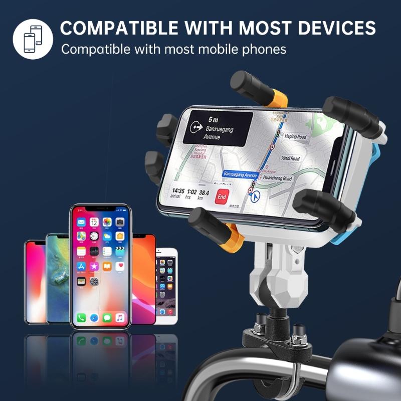Motorbike Six-Claw Phone Holder Anti-Slip Shock Absorption Mount Guard Against Theft Smartphone Stand Navigation Bracket