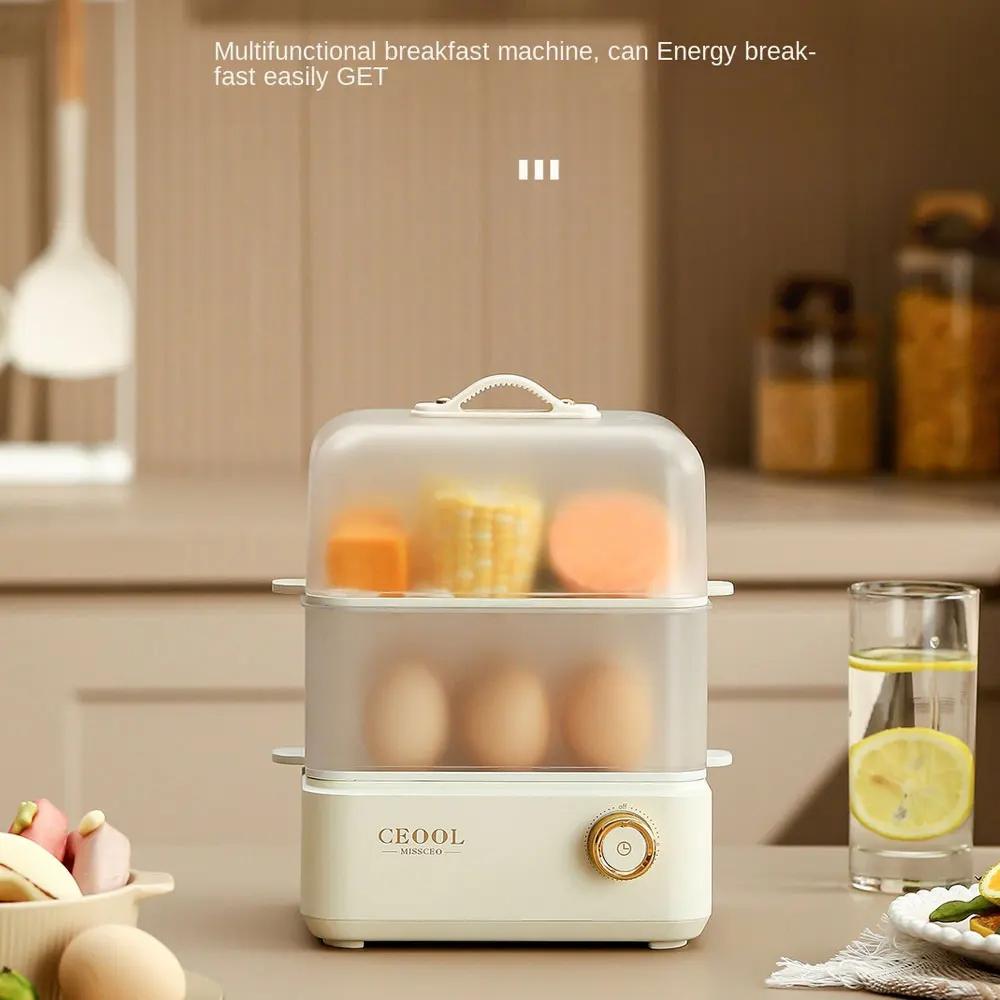 Egg Boiler Multifunction Double Electric Egg Cooker Steamer Corn Milk Steamed Rapid Layers Breakfast Cooking Appliances Kitchen