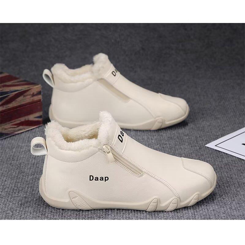Men's Velvet Cotton Shoes Warm Cotton Boots Snow Boots Casual Leather Shoes Workwear Shoes Outdoor Hiking Shoes Dirt Resistant and Waterproof Boots