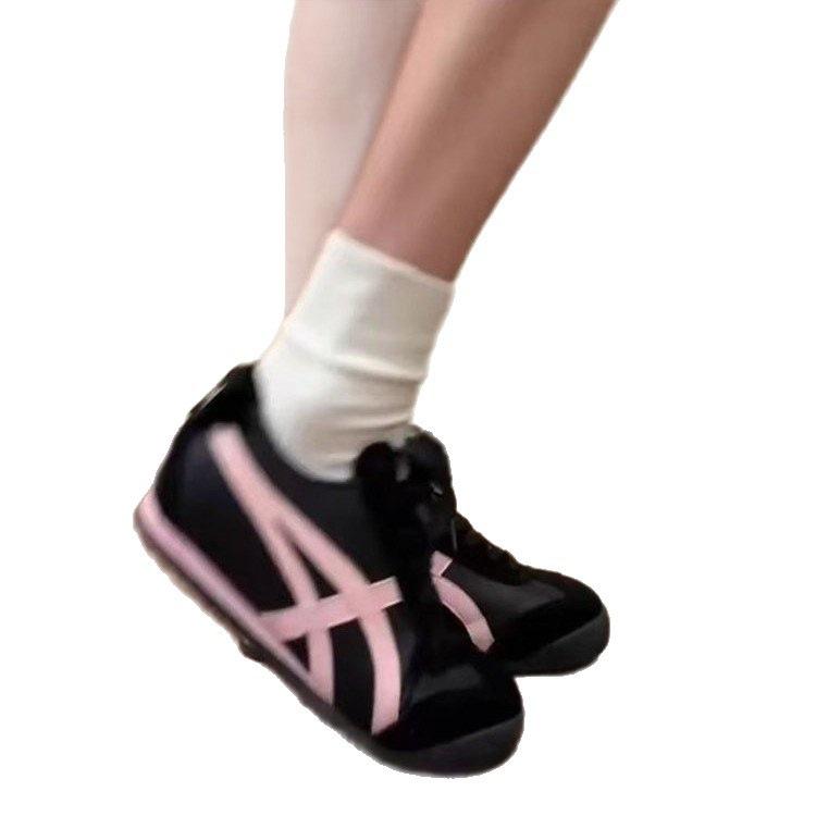 New college style women's shoes autumn shoes versatile sports shoes casual leather panel shoes women's