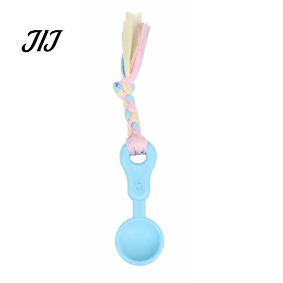 Macaron Color Dog Toy Molar Chewing with Rope, TPR Spoon Head Durable Woven Dental Cleaning Knot Training Toy, Colors Teeth Interactive Pet Tug of War