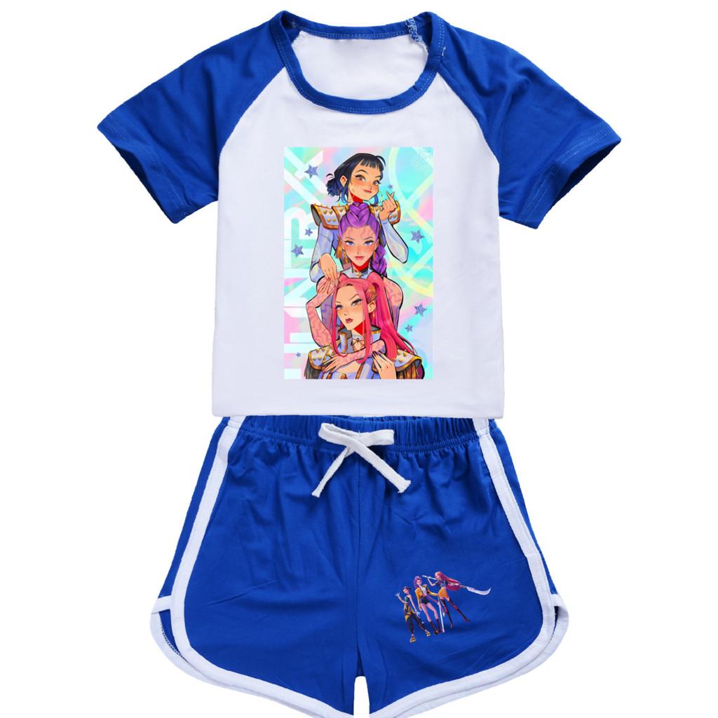 4901 Kids Girls POP Rumi Zoey Mira Print T-shirt Shorts Sport Tracksuit Clothes Set