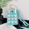 Sweet Love Knitted Mobile Phone Bag Mini Fashion Knitted Crossbody Bag Cute Korean Knit Handbag Phone Pouch