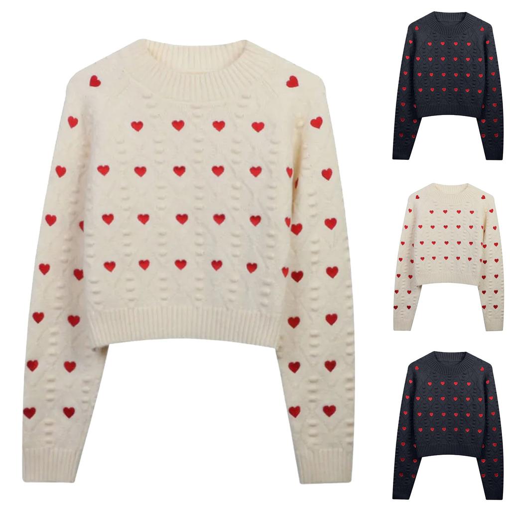 Women's Fashionable Little Love Sweater Knitted Top