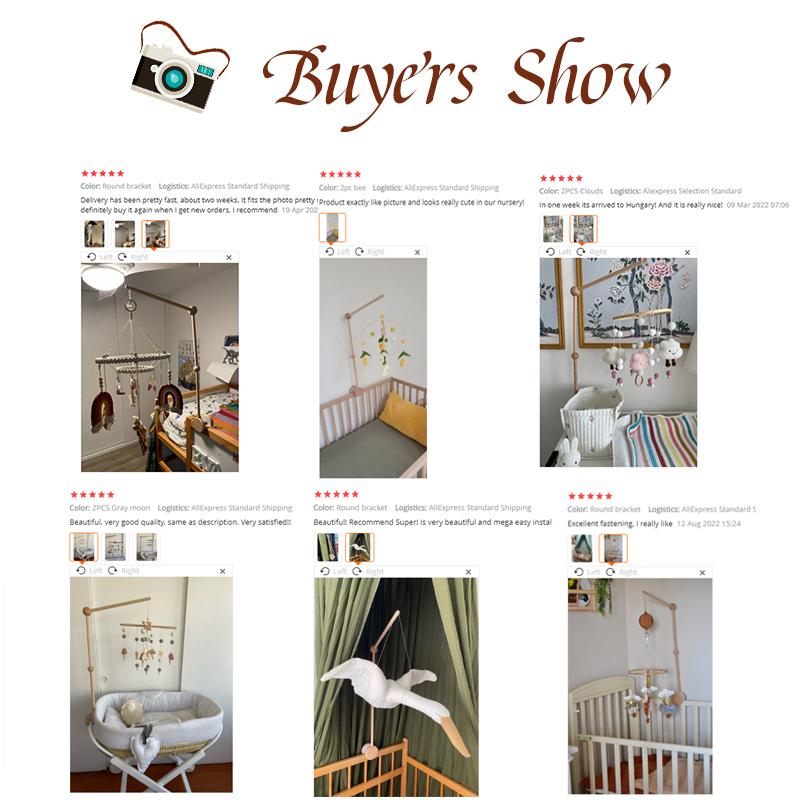 3Pcset Baby Wooden Bed Bell Bracket Mobile Hanging Rattles Toy Hanger Baby Crib Mobile Bed Bell Wood Toy Holder Arm Bracket