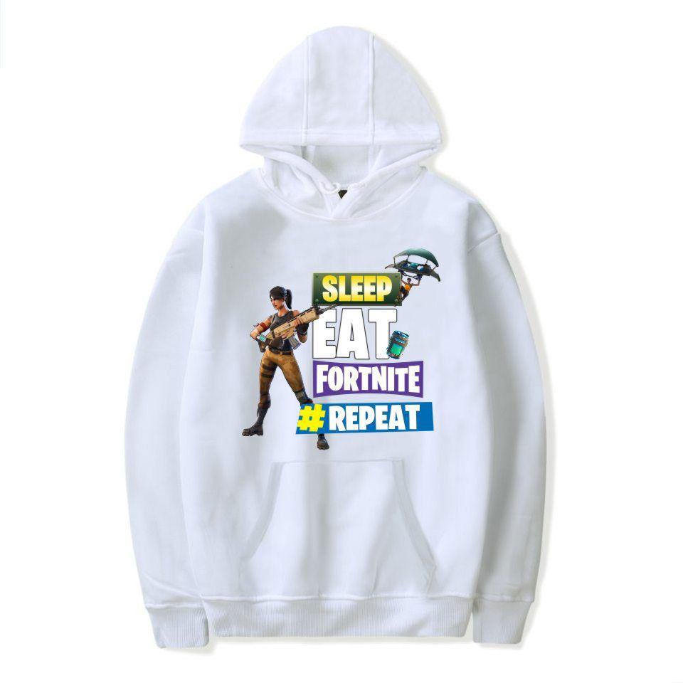 Game Printed Fortnite Sleep Eat Fortnite Repeat Casual Long Sleeve Cotton Hoodie