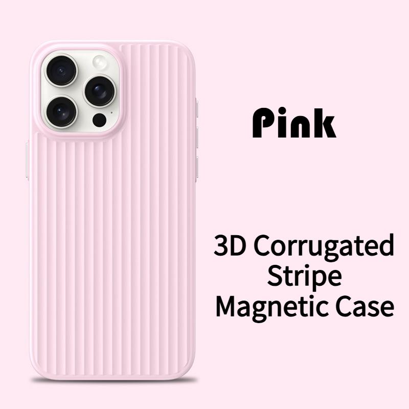 Original 3D Corrugated Texture Luggage Magnetic Cover for IPhone Air 17 16 15 14 13 12 Pro Max for Magsafe Wireless Charge Funda