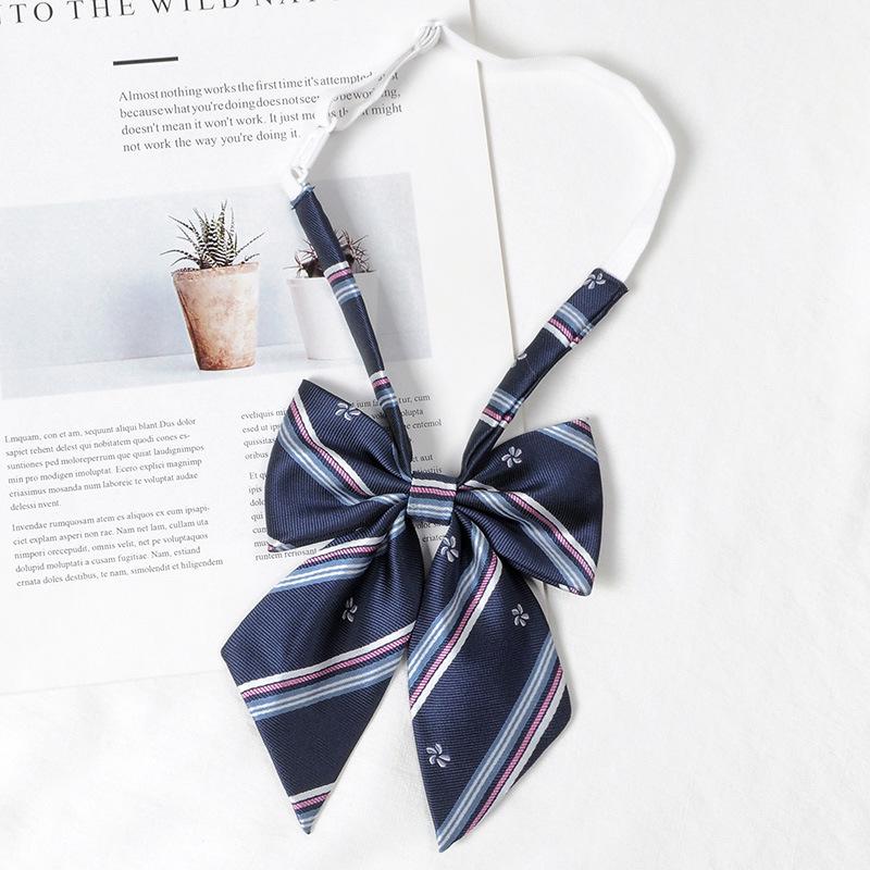 Women's Red Stripe No-Iron Japanese Academy Style Bow Tie Shirt Accessory