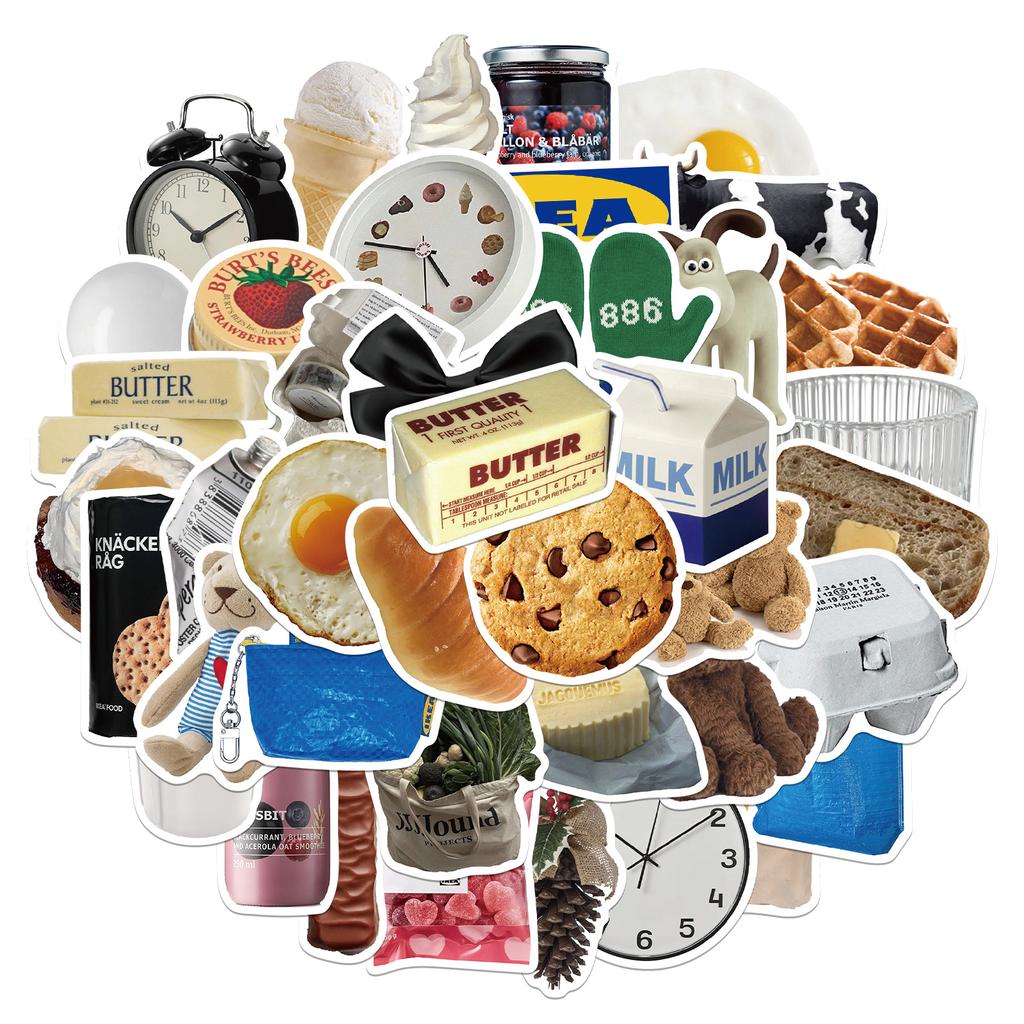 50 Cartoon Ins Style Milk Cookies Doodle Stickers Decorative Suitcase Water Cup Guitar Waterproof DIY