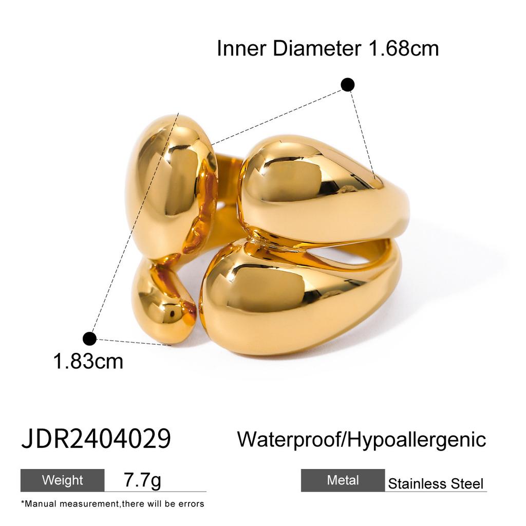 Stainless Steel Exaggerated Zirconia Ring, High-end and Retro Finger Ring, Titanium Steel Hand Accessory