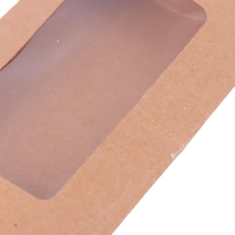50Pcs Kraft Paper Pillow Box With Clear Window Candy Packaging Box For Birthday Parties Baby Showers And Wedding Party