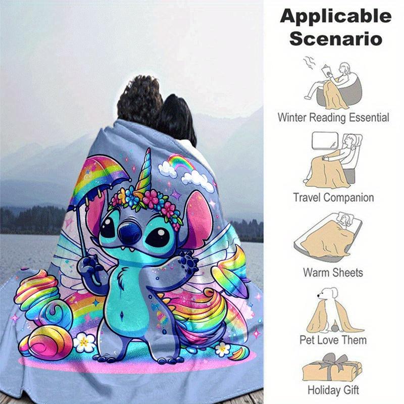 1pc Cute Stitch Printing Blanket - Soft, All-Season Throw for Living Room, Bedroom,Personalized Gift with Adorable Cartoon Design