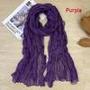Women's Soft Long Scarf Scarves New Solid Color Cotton and Linen Versatile Pleated Scarf Ultra Long Silk Scarf Cape