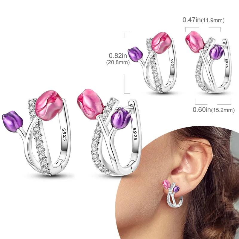 925 Sterling Silber Creolen Hypoallergene Creolen mit Zirkonia Mode Hochwertiger Schmuck für Damen Mädchen