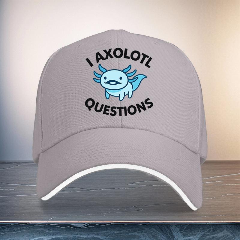 Axolotl Questions Cartoon Animal Baseball Cap Polyester Adjustable Casual Unisex Adult Hat