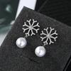 S925 Silver Needle Korean Personality Snowflake Pearl Earrings 2025 Fashion Temperament Earrings Simple Earrings Women