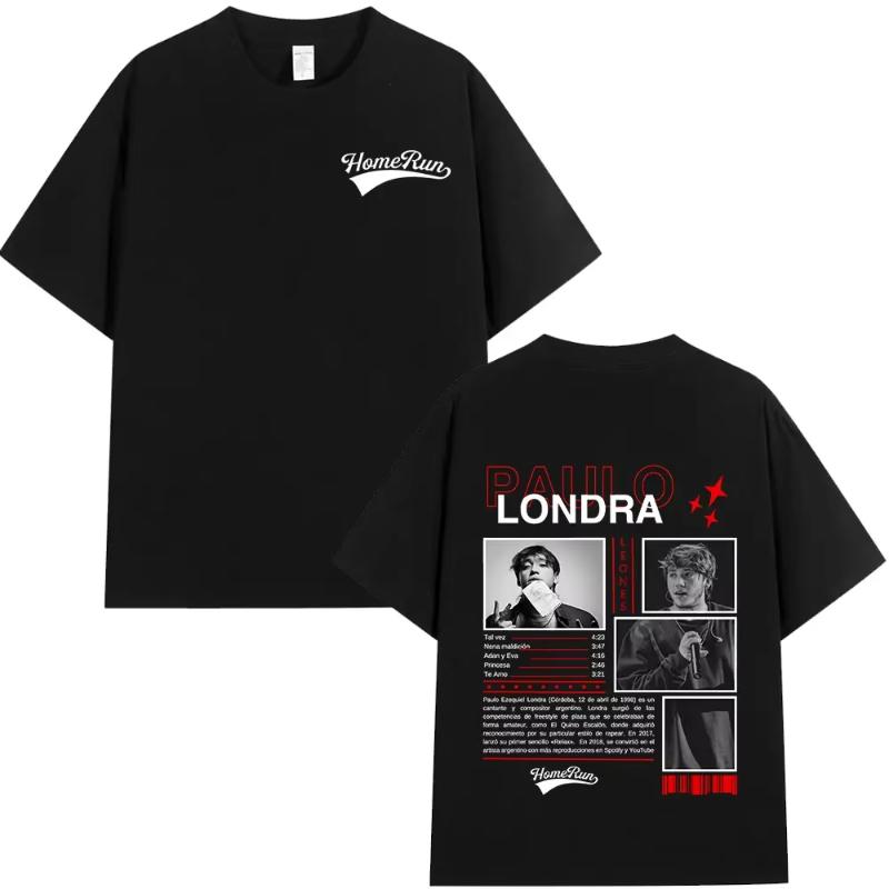 

Rapper Paulo Londra Homerun Tshirts Unisex Women Fashion Hip Hop Oversized T Shirts Comfort Cotton Short Sleeve Tshirt Streetwear S