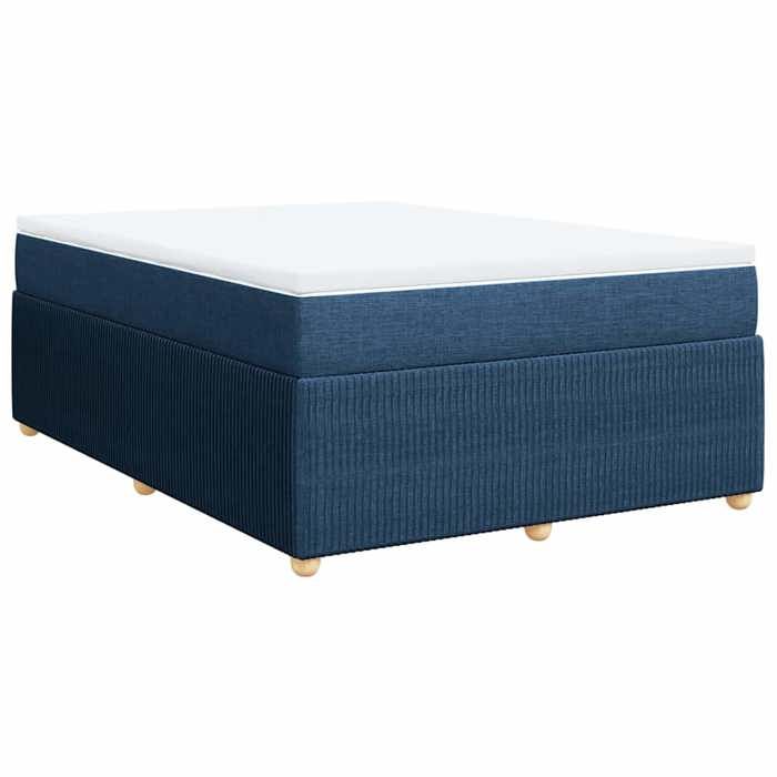 Exclusive House - Slatted Bed Base with Blue Mattress 140x190 Cm Fabric