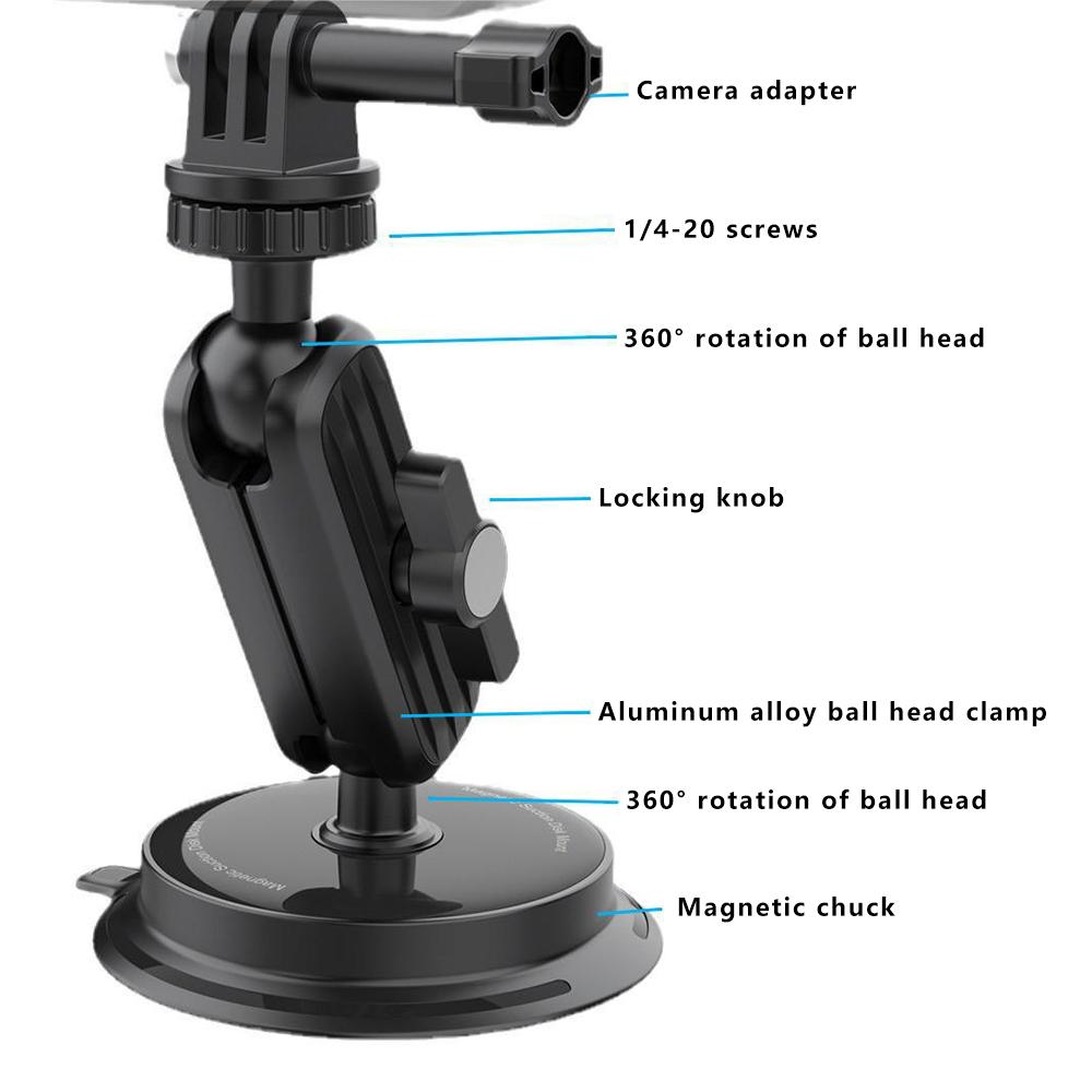 K03 For Insta360/GoPro Rotatable Action Camera Bracket Magnetic Suction Cup Mount Camera Support Stand