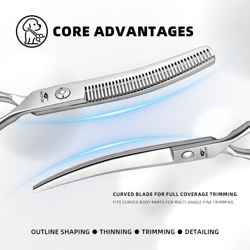 Professional Pet Grooming Scissors Set Stainless Steel Straight Curved Thinning Fishbone Dogs Cats