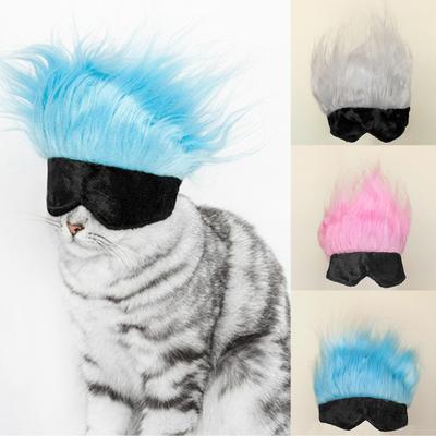 Peluca Natural Divertida para Perro Accesorios para la Cabeza Pelo Rizado