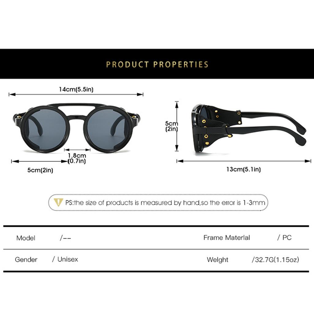 Steampunk-Stil Runde Brille mit großem Rahmen - Trendige Hip-Hop-Tanz-Brille für Männer und Frauen. Herrenbrillen, Damenbrillen.
