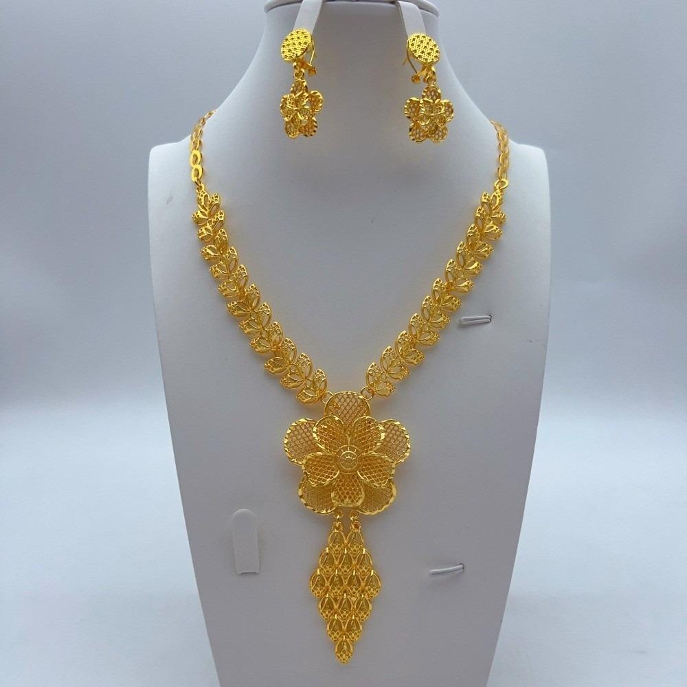 Gold Tone 24k Gold Color Jewelry Luxury Bridal Jewelry Sets for Women