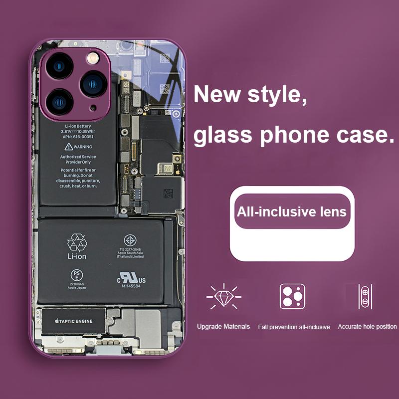 

Creative circuit board Rose Purple for Iphone 15 14 13 12 Mini 11 Pro Max X XS XR 7 8 Plus 2020 22 SE tempered glass phone case For iPhone 12 Mini
