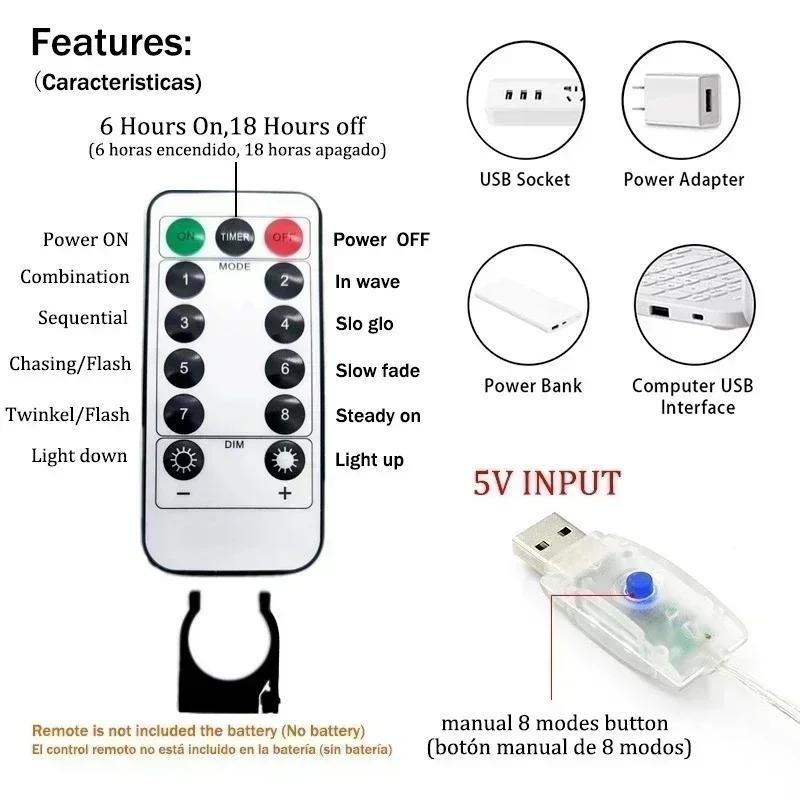 3x3m Curtain Garland on The Window USB Power Fairy Lights Festoon with Remote New Year Garland Led Lights Christmas Decor