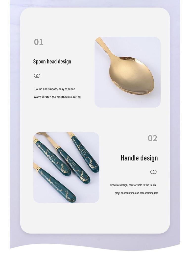 24-Piece Marble Pattern Stainless Steel Cutlery Set with Faux Ceramic Handles - Includes Knife, Fork, Spoon - Gift Boxed.