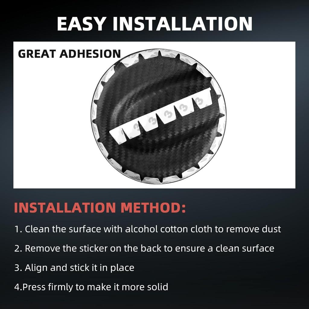 Fuel Cap Carbon Fiber Cover for Mini Cooper R55 2007-2014, for R56 2006-2013, Frame Protector Cover Decor Accessories Black Hard(Convex