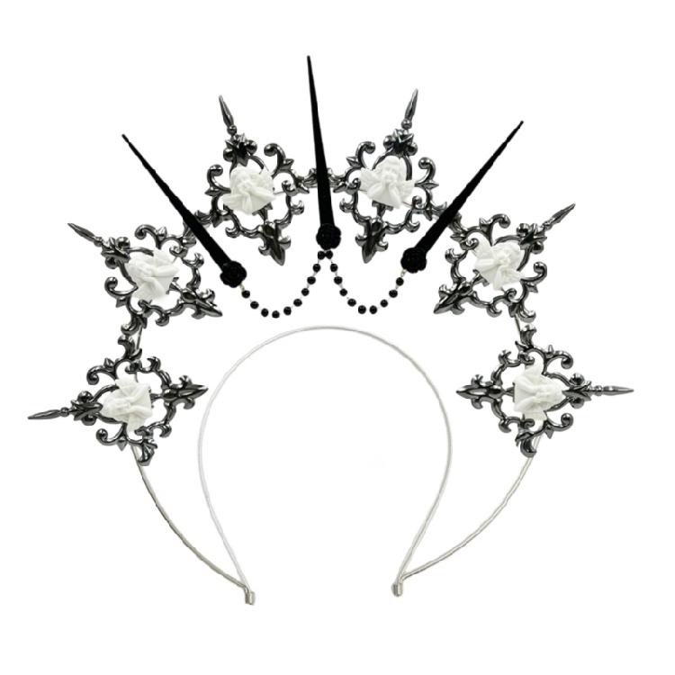 

Eye Catching Nonslip Headbands Lightweight Metal Construction For Themed Outfits Weddings Cosplay Event чорний