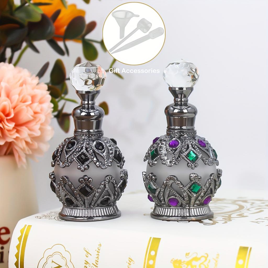 0.51oz Two-Tone Crown Arabic-Style Perfume Bottle Portable Personal Care Essential Oil Bottle Vanity Decoration/Party Decoration/The First Choice for