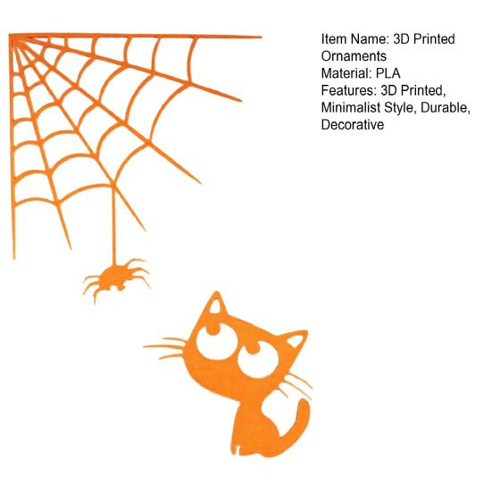 3D Printed Spider Web Cat Wall Decor, Orange Halloween Hanging Ornament, Spooky Cute Spider Cat Figure for Home Party Decoration