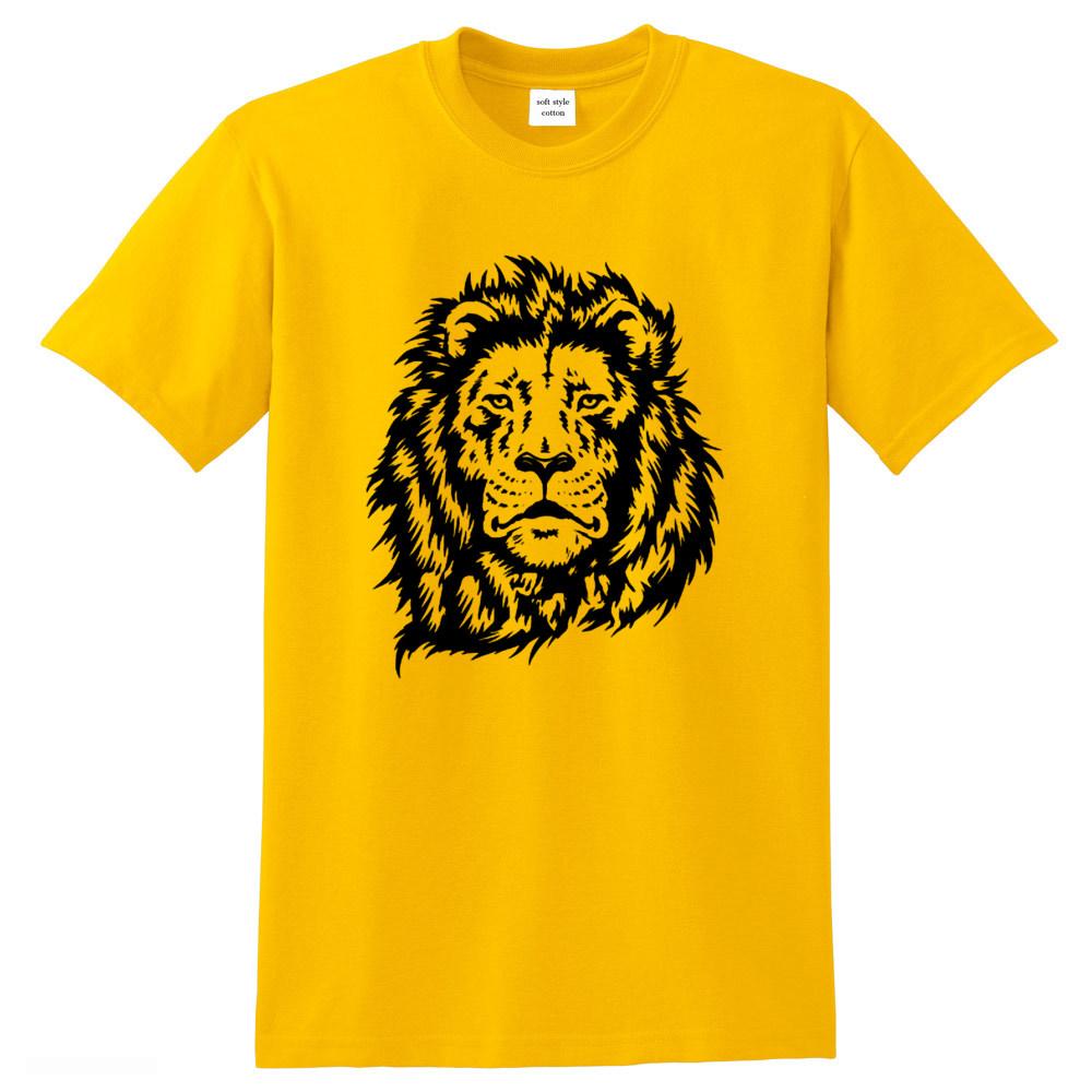 Lion print cool men t shirt mens 100 cotton short sleeve casual loose style tshirt oneck tshirt male man tee shirts