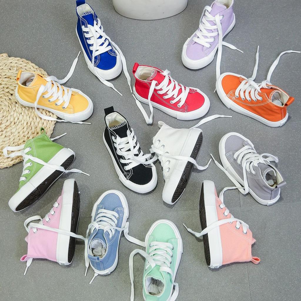 8009 Solid Color Trendy Children's Canvas Shoes, Boys' and Girls' Board Shoes, Fashionable and Breathable Children's Shoes Soft