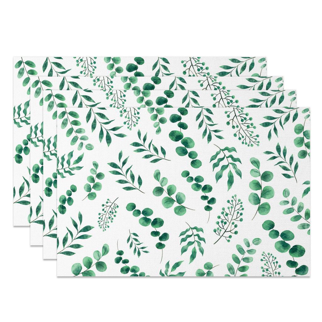 Botanische Florale Platzsets Grüne Blätter Blumen Design Naturinspiriertes Tischset für Esstisch Küche Party Waschbar Umweltfreundlich