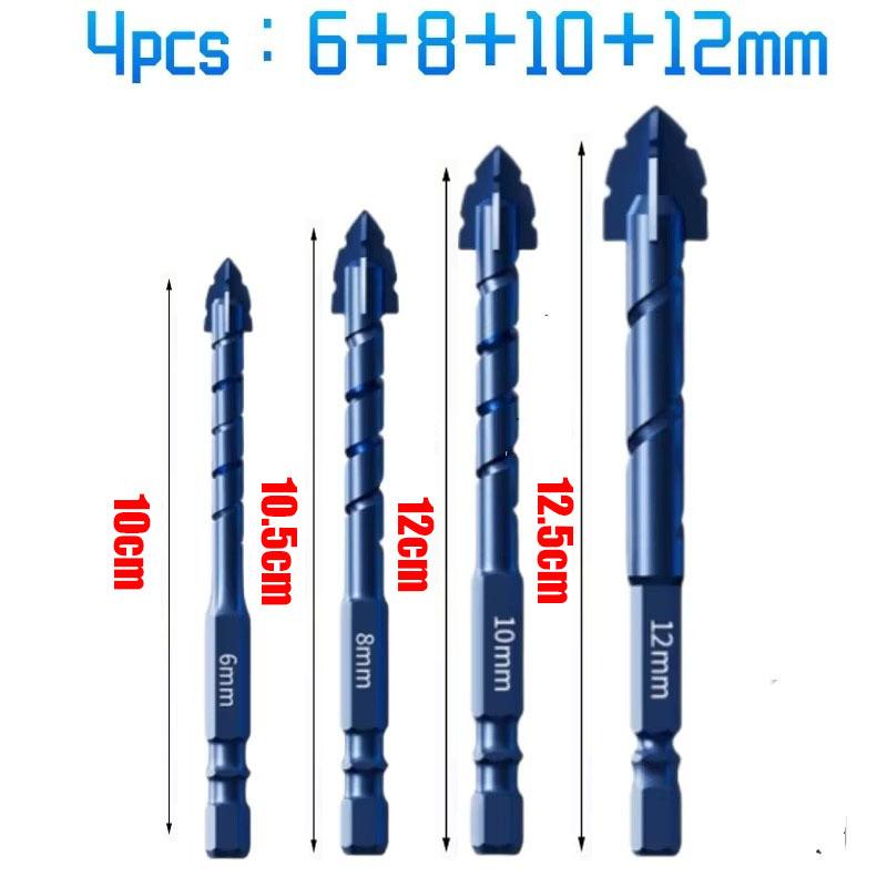 

4PCS high-Hardness Skew Head Eccentric Drill Bits For Tiles/ Glass/Metal/Wood Drilling Tools 6-12mm Drill Bits Set