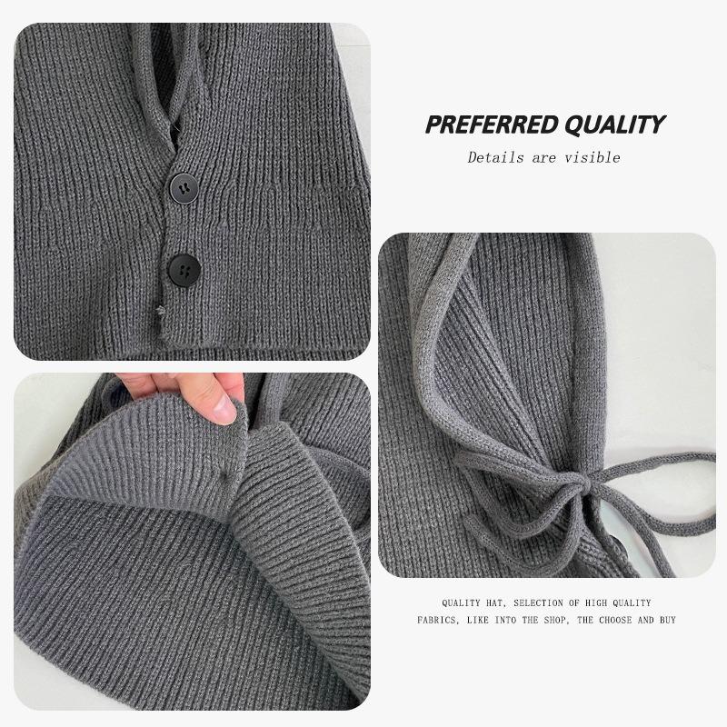Balaclava Hat Women's Winter Couple's Warm Hat Scarf Integrated Ear Protection Wool Knitted Hat