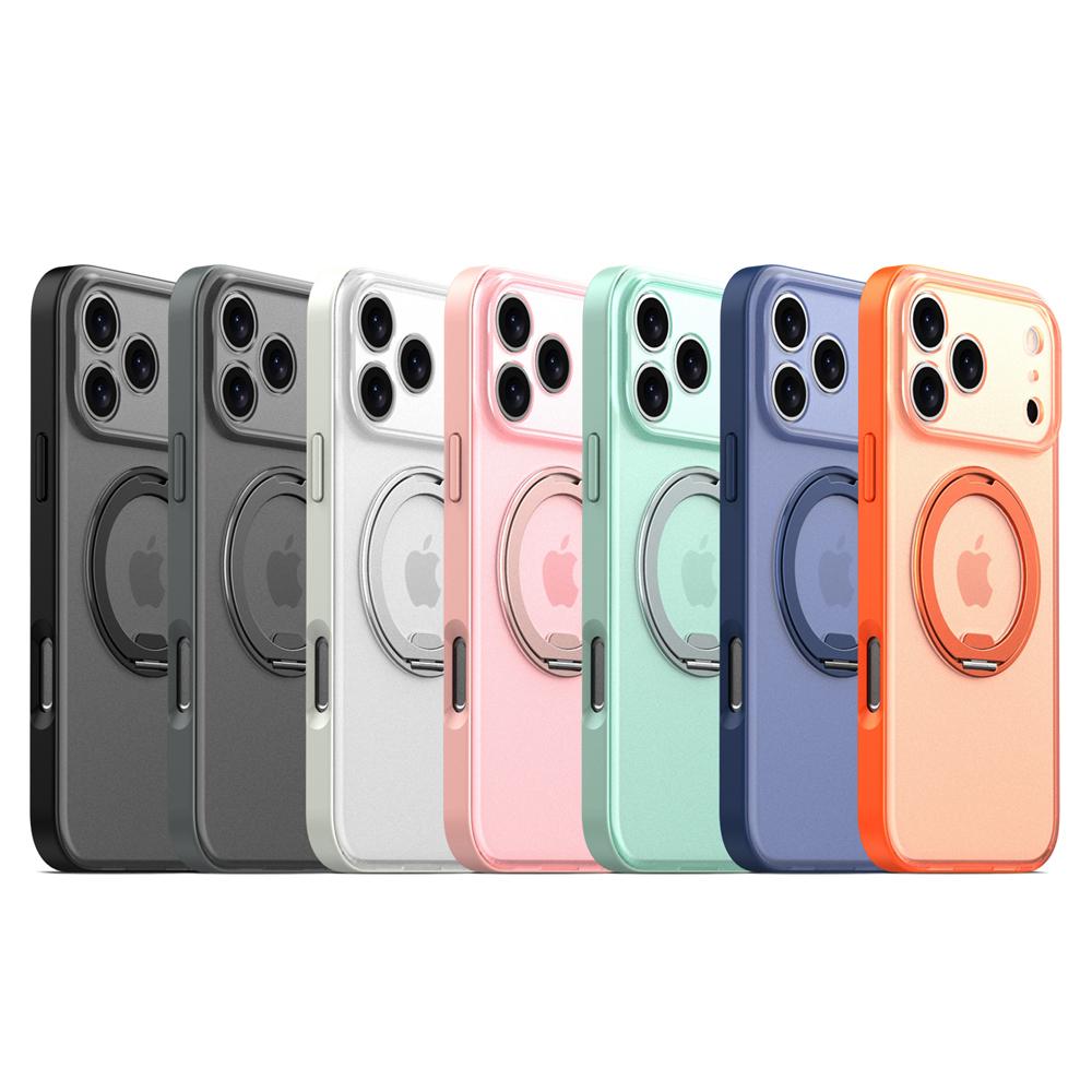 KEYSION 360° Rotating Magnetic Ring Stand Case for MagSafe for iPhone 17 Pro Max 17 Air Matte Transparent Shockproof Phone Cover