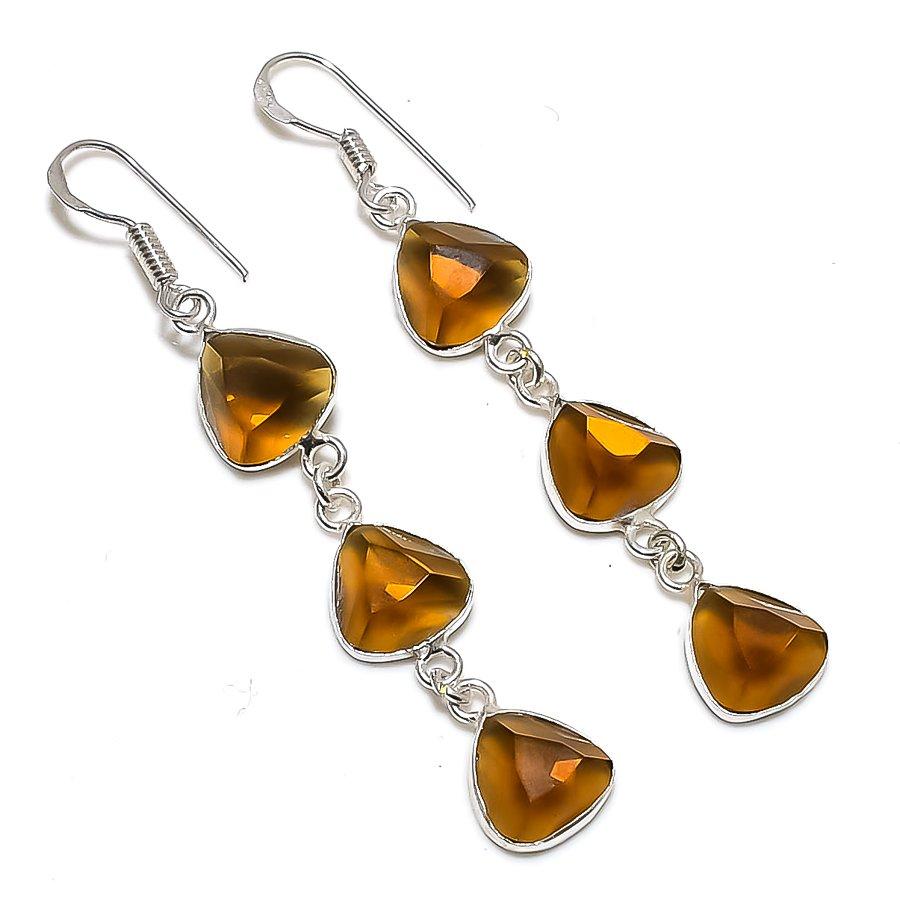 

Ювелирные серьги из стерлингового серебра 925 пробы с натуральным дымчатым топазом 2,56 дюйма o5D92