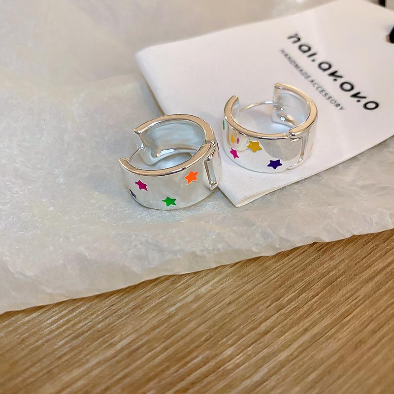 

Silver Letter Star Ear Buckle Unique Earrings High-End Earrings Women S Niche Design Sense